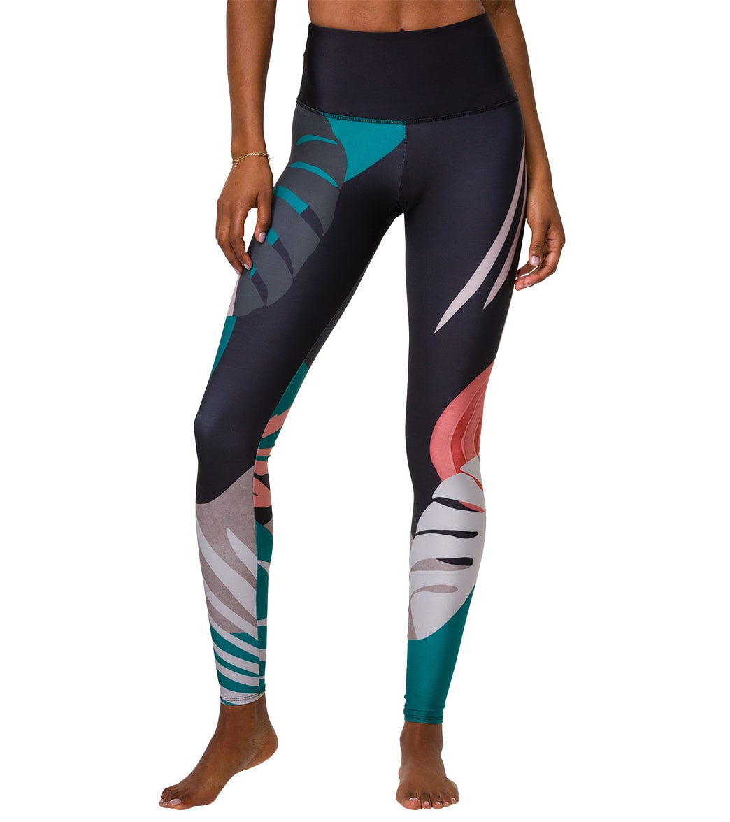 Onzie High Waisted Graphic Yoga Leggings Midnight Palm