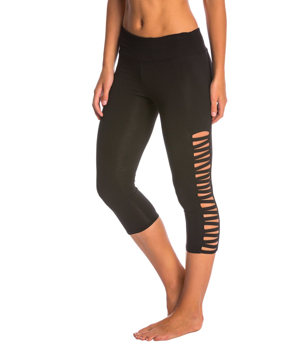 Betsey Johnson Performance Zig Zag Binding Crop Yoga Leggings